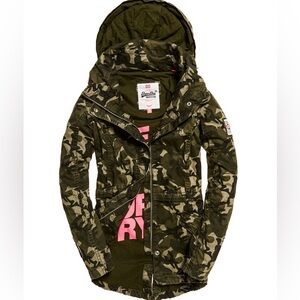 SUPERDRY&CO Rookie Tall Collar Parka Jacket (Camo)